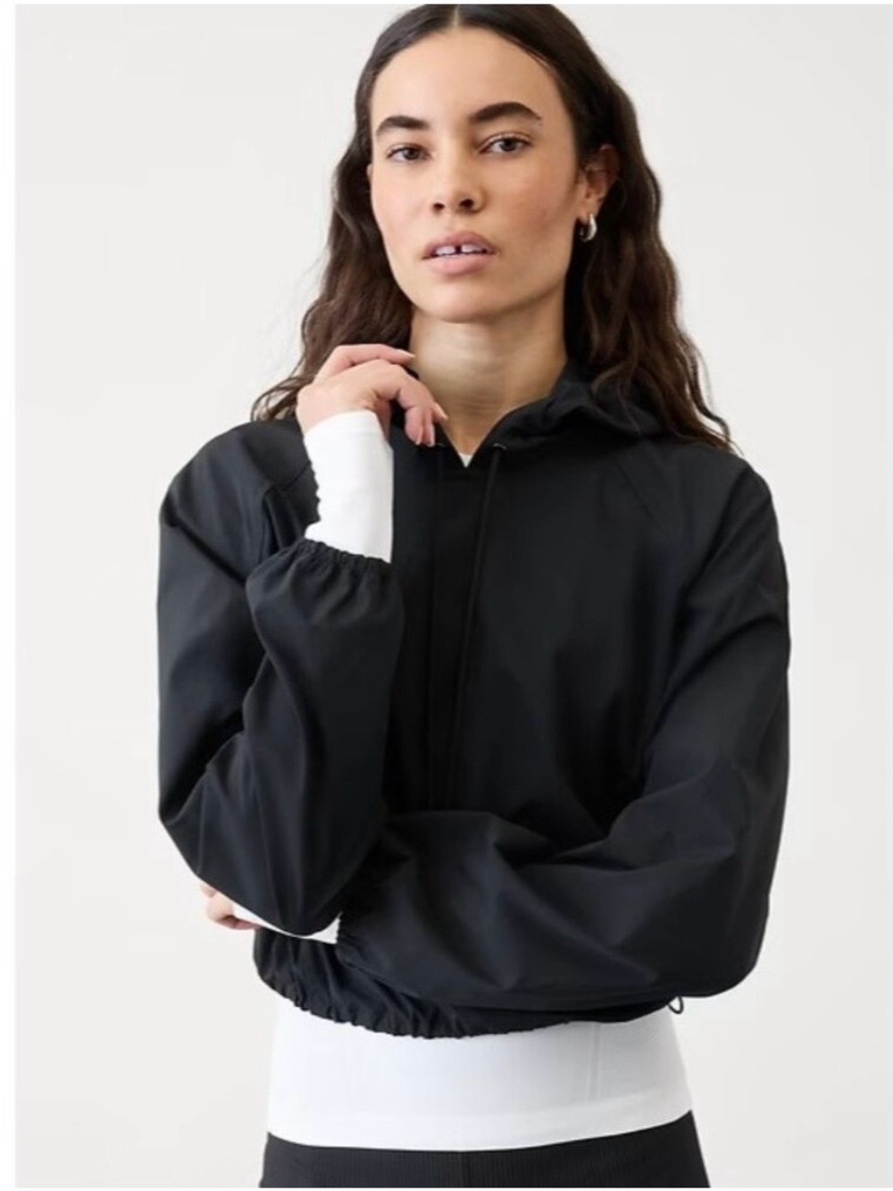 NWT-Athleta Black Midday Cropped Hoodie, Large